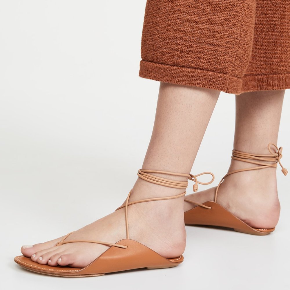 Ulla Johnson Saddle Brown Leather Aidy Lace up Sandals